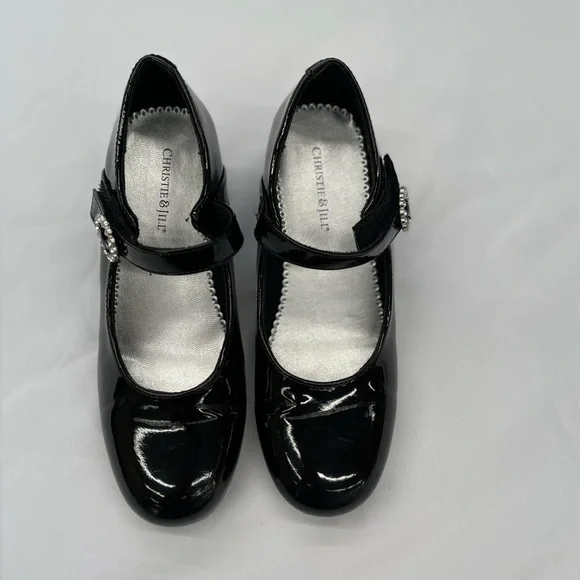 Christie & Jill Little & Big Girls Heart Round Toe Mary Jane Shoes Black, Size 3 - Picture 2 of 8